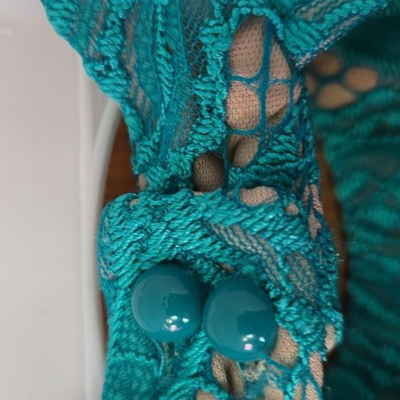 Lace Turquoise Blue Dress - Picture 5 of 5